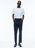 Navy blue cotton gabardine chino trousers - P3DKIO-SP15-30