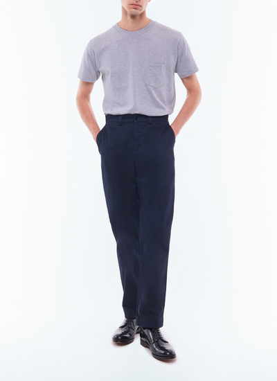 Men's chino trousers navy blue cotton twill Fursac - P3ECKO-DP03-D030