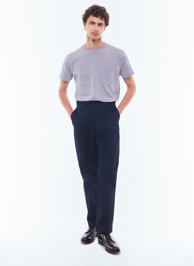 Men's chino trousers navy blue cotton twill Fursac - P3ECKO-DP03-D030