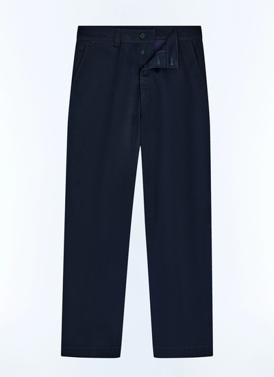 Men's blue, navy blue cotton serge chino trousers Fursac - P3ECKO-FP03-D030