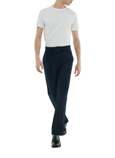 Men's blue, navy blue cotton serge chino trousers Fursac - P3ECKO-FP03-D030