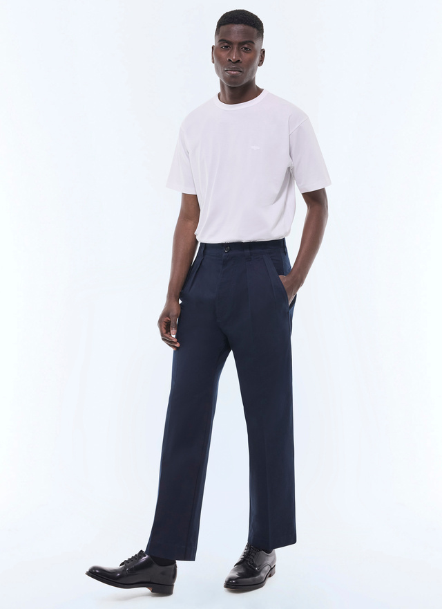 Men's chino trousers navy blue cotton twill Fursac - P3GINO-GP01-D030