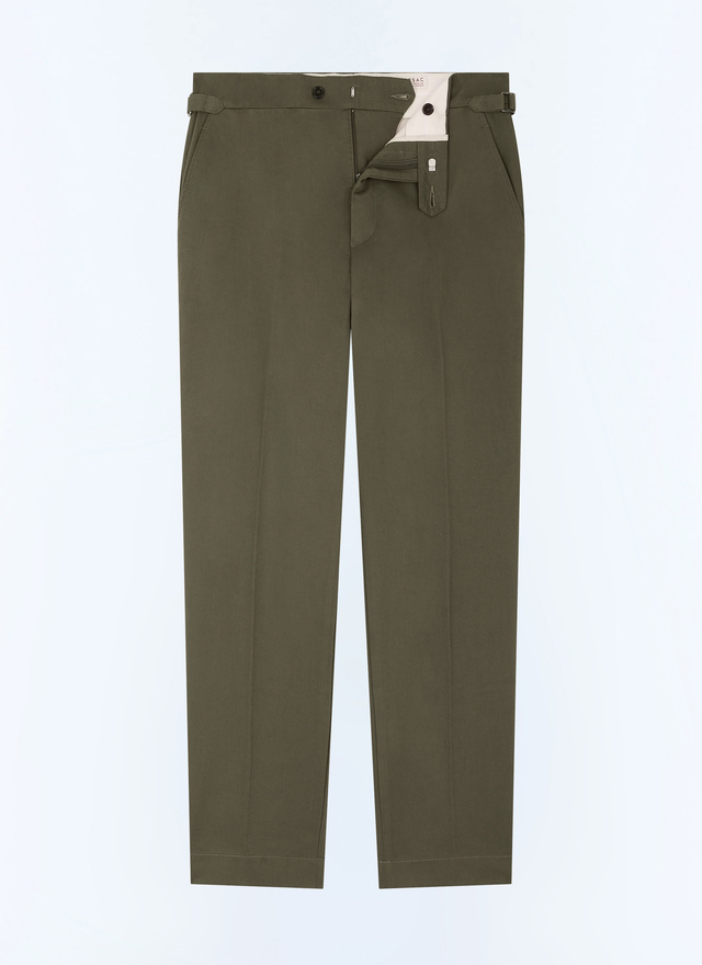 Men's chino trousers olive green cotton canvas Fursac - P3FROP-FP03-H015