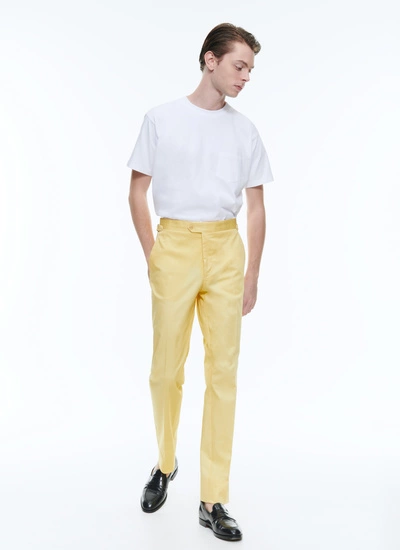 Men's chino trousers pale yellow organic cotton gabardine Fursac - P3DROP-VP14-E002