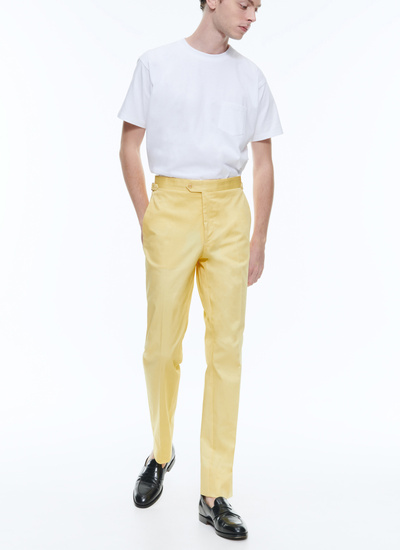 Men's chino trousers pale yellow organic cotton gabardine Fursac - P3DROP-VP14-E002