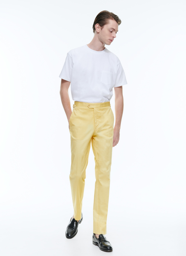Men's chino trousers pale yellow organic cotton gabardine Fursac - P3DROP-VP14-E002