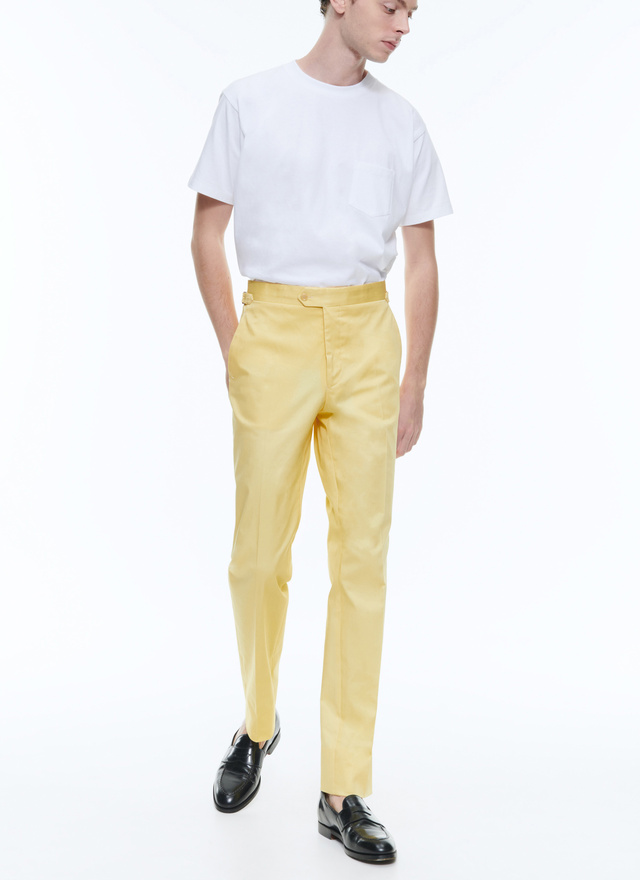 Men's chino trousers pale yellow organic cotton gabardine Fursac - P3DROP-VP14-E002