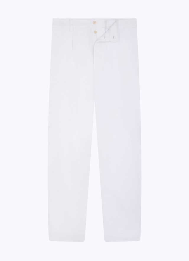 Men's white, ecru cotton twill chino trousers Fursac - P3CARO-EP11-A001