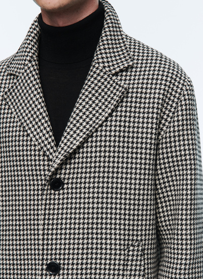 Men's coat black and white woolen cloth Fursac - 22HM3AIGL-AM13/20