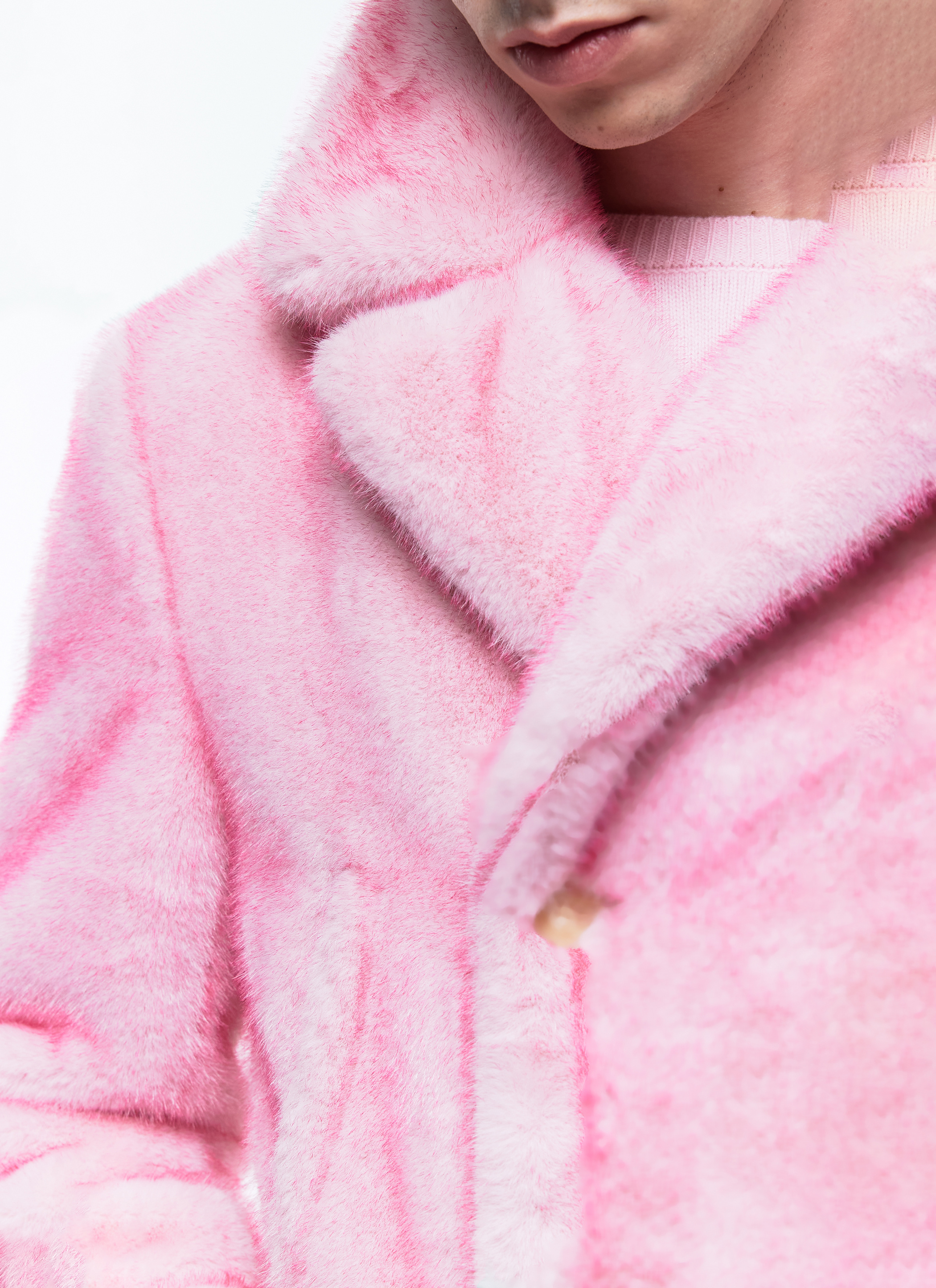 Pink Mid-Length Coat for Men - Fursac M3EABA-EM37-F006