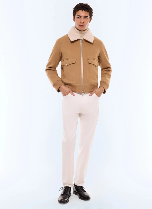 Men's camel brown coat Fursac - M3GOTI-AM28-A006