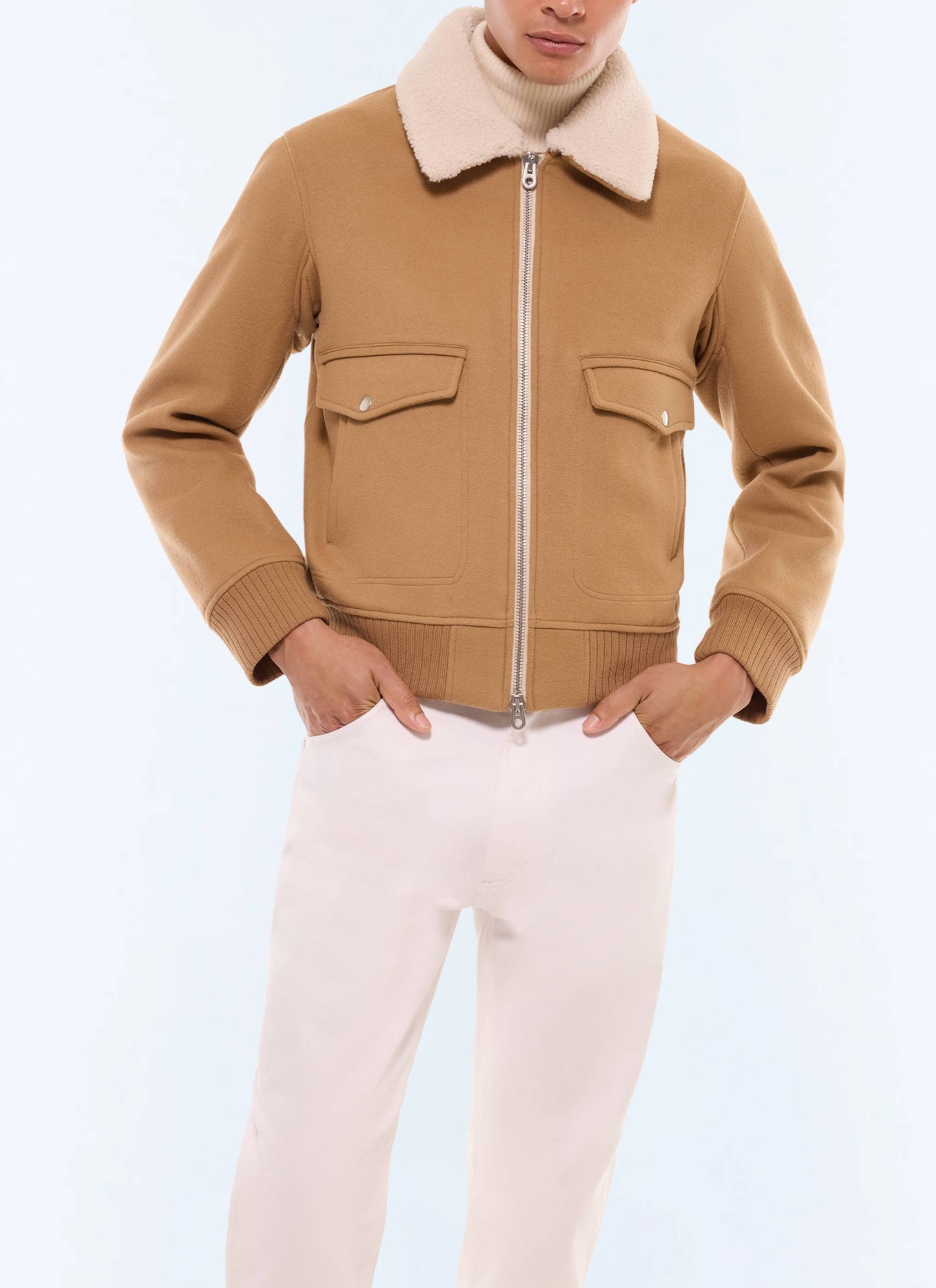 Men's coat camel brown blended wool cloth Fursac - M3GOTI-AM28-A006