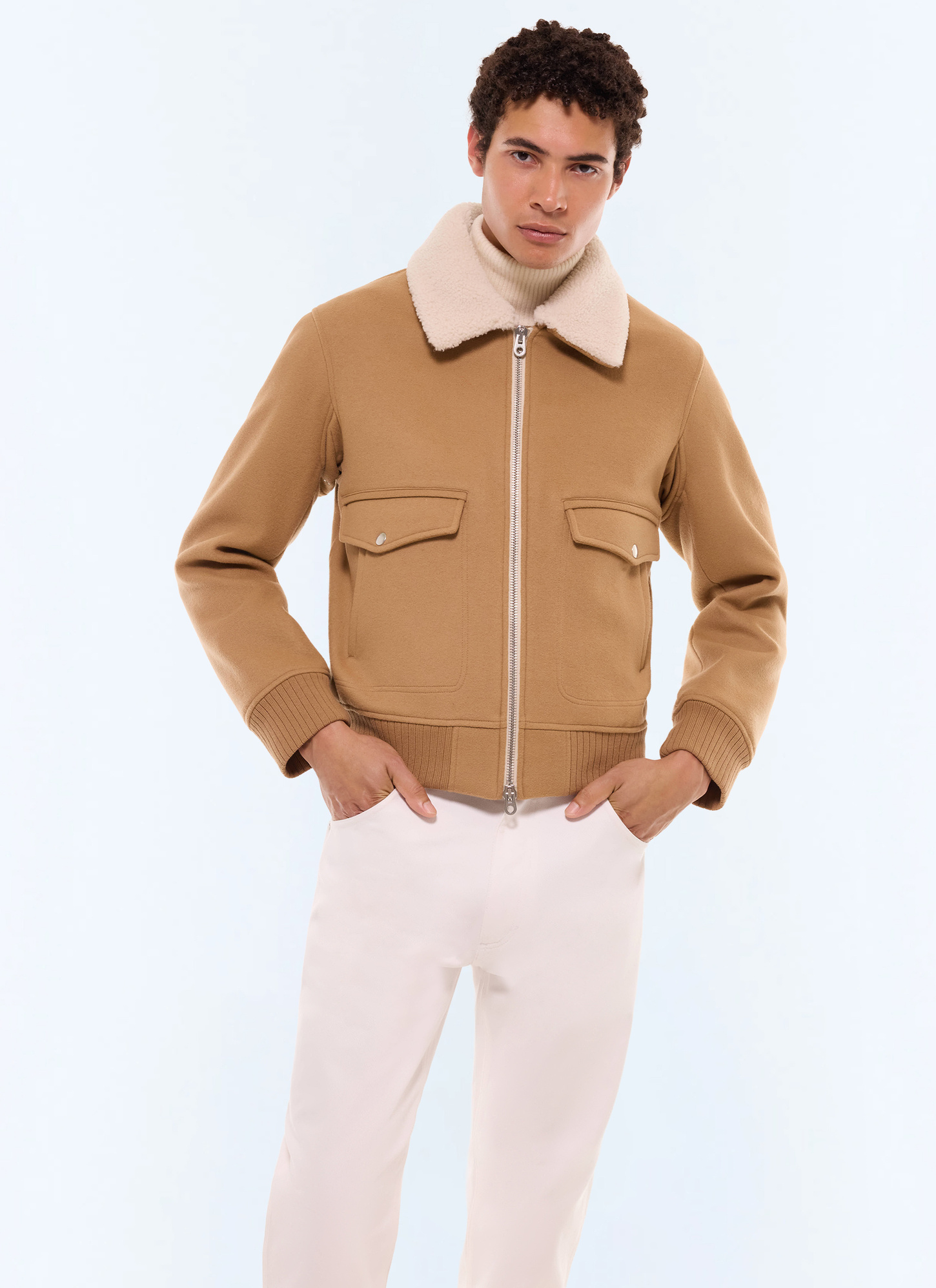 Men's coat camel brown blended wool cloth Fursac - M3GOTI-AM28-A006