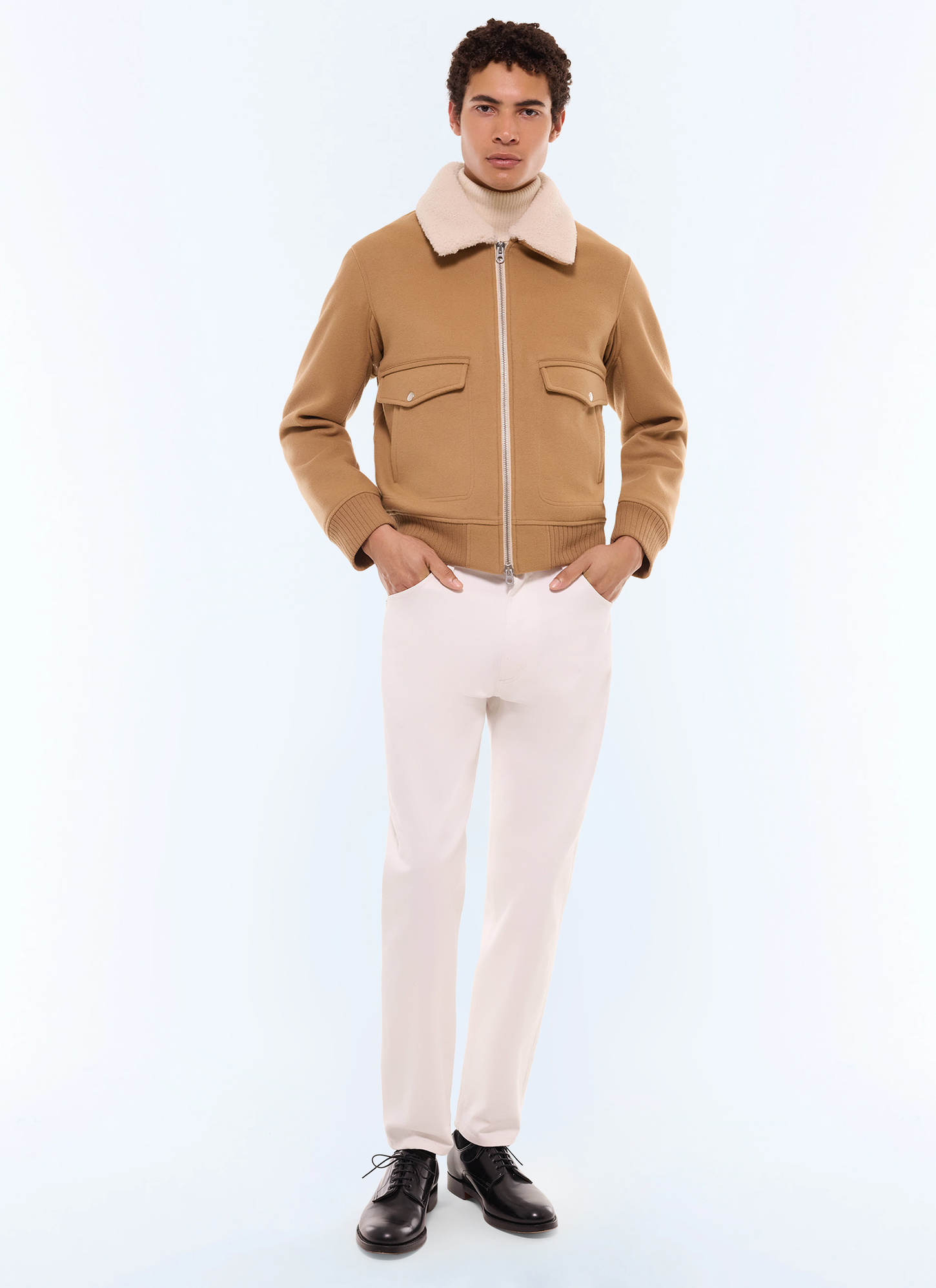 Men's camel brown coat Fursac - M3GOTI-AM28-A006