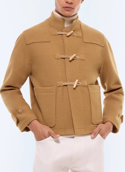Men's coat camel brown felted duffle wool Fursac - M3GUFL-GM04-A006