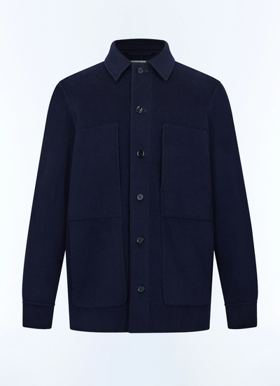 Men's blue, navy blue woolen cloth coat Fursac - M3FADA-FM13-D030