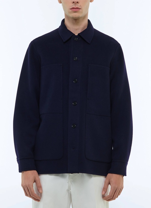 Men's coat navy blue woolen cloth Fursac - M3FADA-FM13-D030