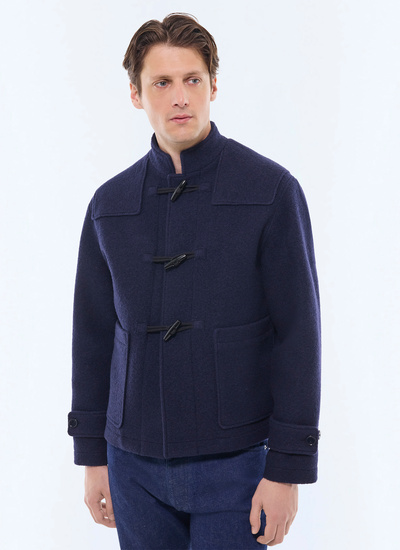 Men's coat navy blue felted duffle wool Fursac - M3GUFL-GM04-D030