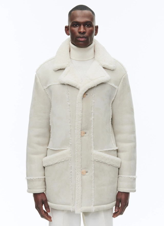 Men's coat ecru sheep leather Fursac - M3CURL-CL01-A002