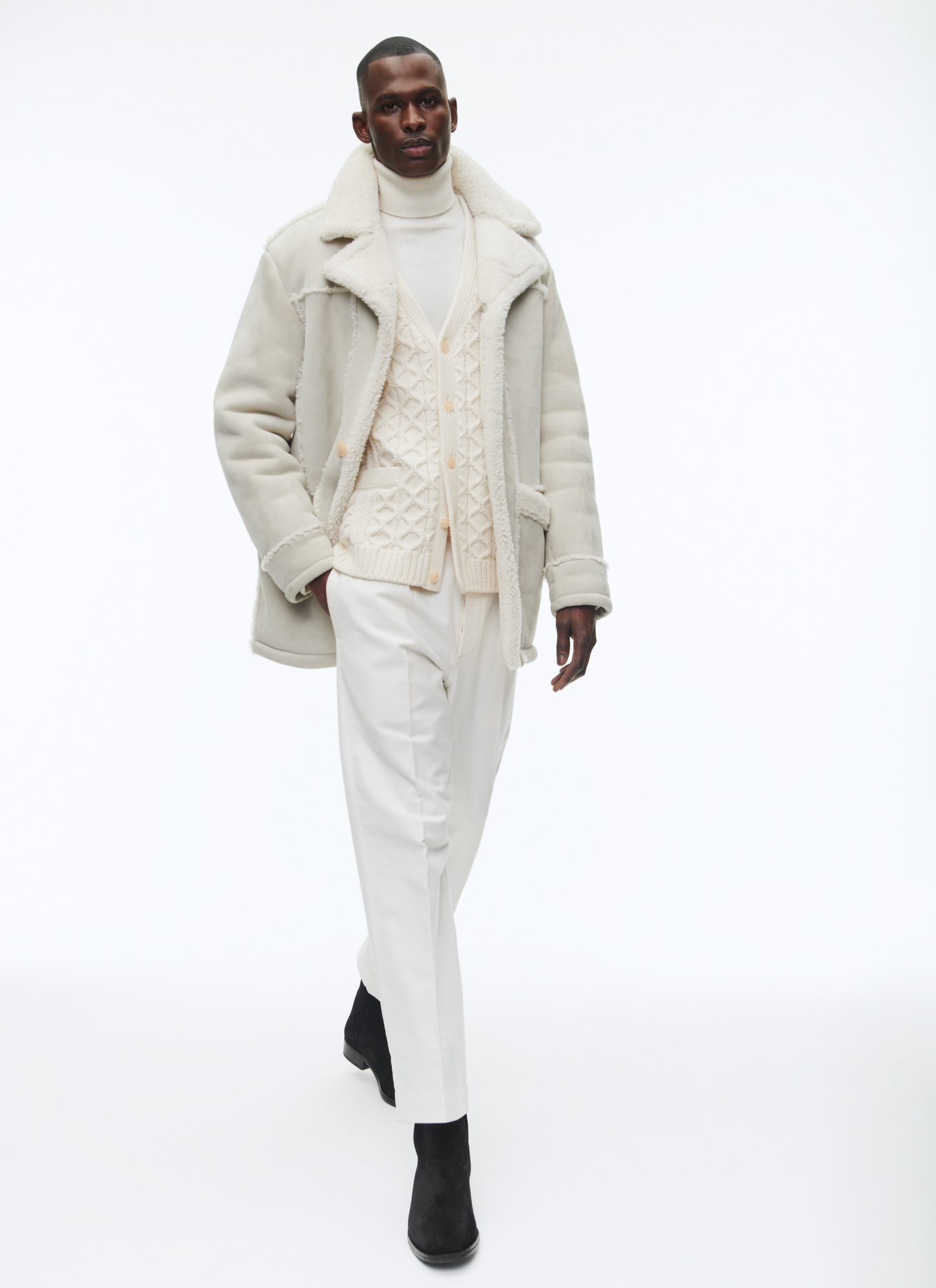 Men's ecru coat Fursac - M3CURL-CL01-A002