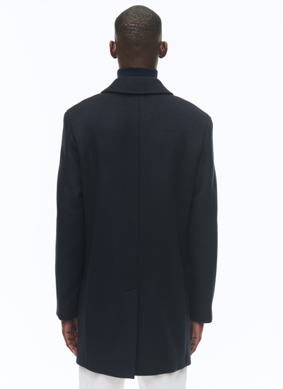 Men's blue, navy blue virgin wool and cashmere coat Fursac - M3AKOM-RM31-31