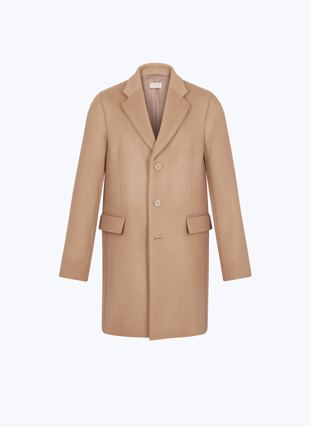 Men's beige, ecru wool and cashmere broadcloth coat Fursac - M3EKOM-RM31-A006