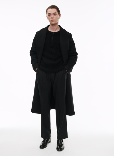 Men's coat black wool and cashmere broadcloth Fursac - 22HM3AROB-AM27/20