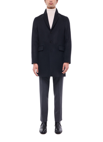 Men's coat black wool and cashmere broadcloth Fursac - M3EKOM-RM31-20
