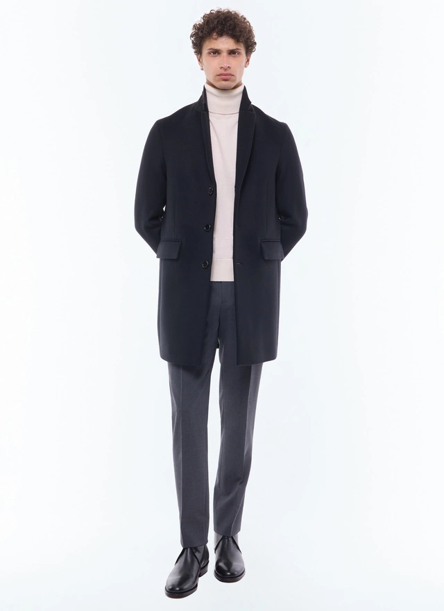 Black coat M3EKOM-RM31-20 - Men's wool and cashmere broadcloth coat