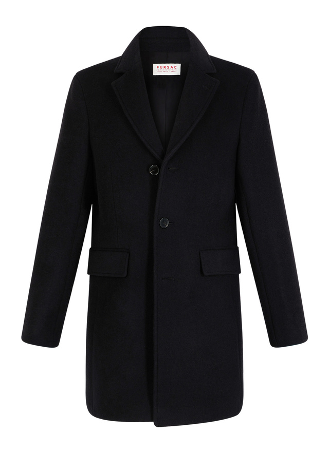 Men's black wool and cashmere broadcloth coat Fursac - M3EKOM-RM31-20