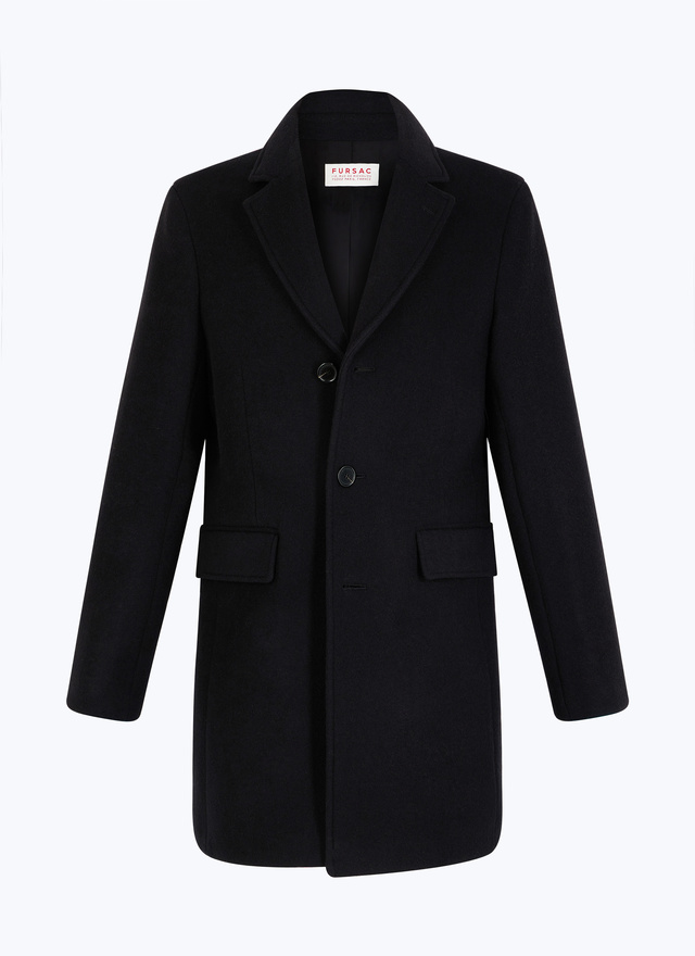 Men's black wool and cashmere broadcloth coat Fursac - M3EKOM-RM31-20