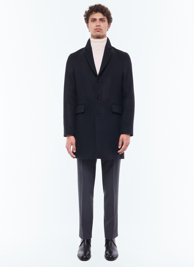 Men's coat black wool and cashmere broadcloth Fursac - M3EKOM-RM31-20