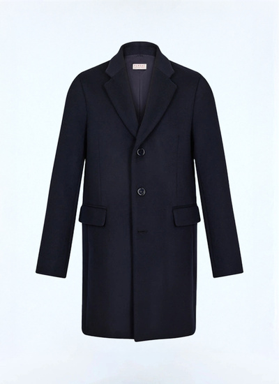 Men's blue, navy blue wool and cashmere broadcloth coat Fursac - M3EKOM-RM31-31
