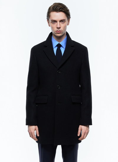 Men's coat carbon blue wool and cashmere broadcloth Fursac - M3EKOM-RM31-31