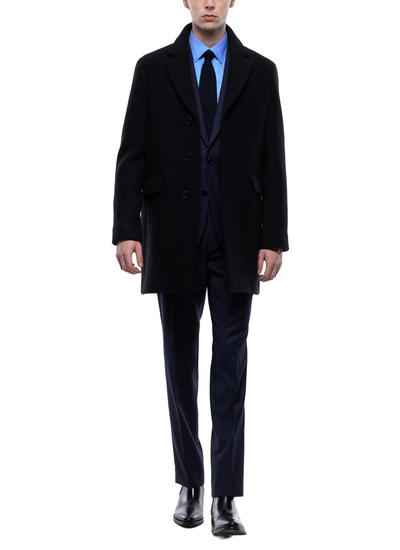 Men's coat carbon blue wool and cashmere broadcloth Fursac - M3EKOM-RM31-31