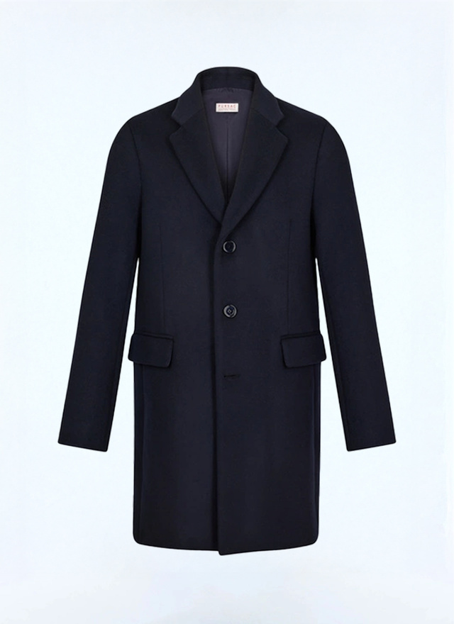 Men's blue, navy blue wool and cashmere broadcloth coat Fursac - M3EKOM-RM31-31