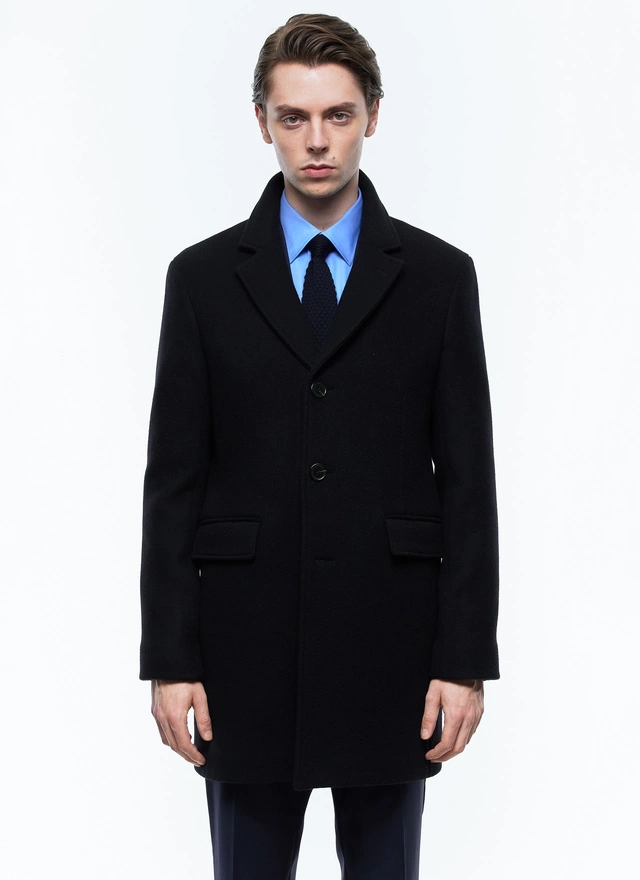 Men's coat carbon blue wool and cashmere broadcloth Fursac - M3EKOM-RM31-31