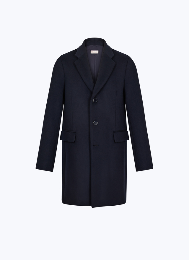 Men's blue, navy blue wool and cashmere broadcloth coat Fursac - M3EKOM-RM31-31