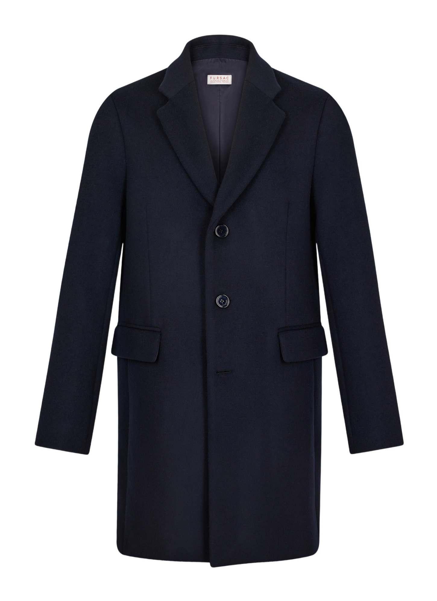 Men's blue, navy blue wool and cashmere broadcloth coat Fursac - M3EKOM-RM31-31