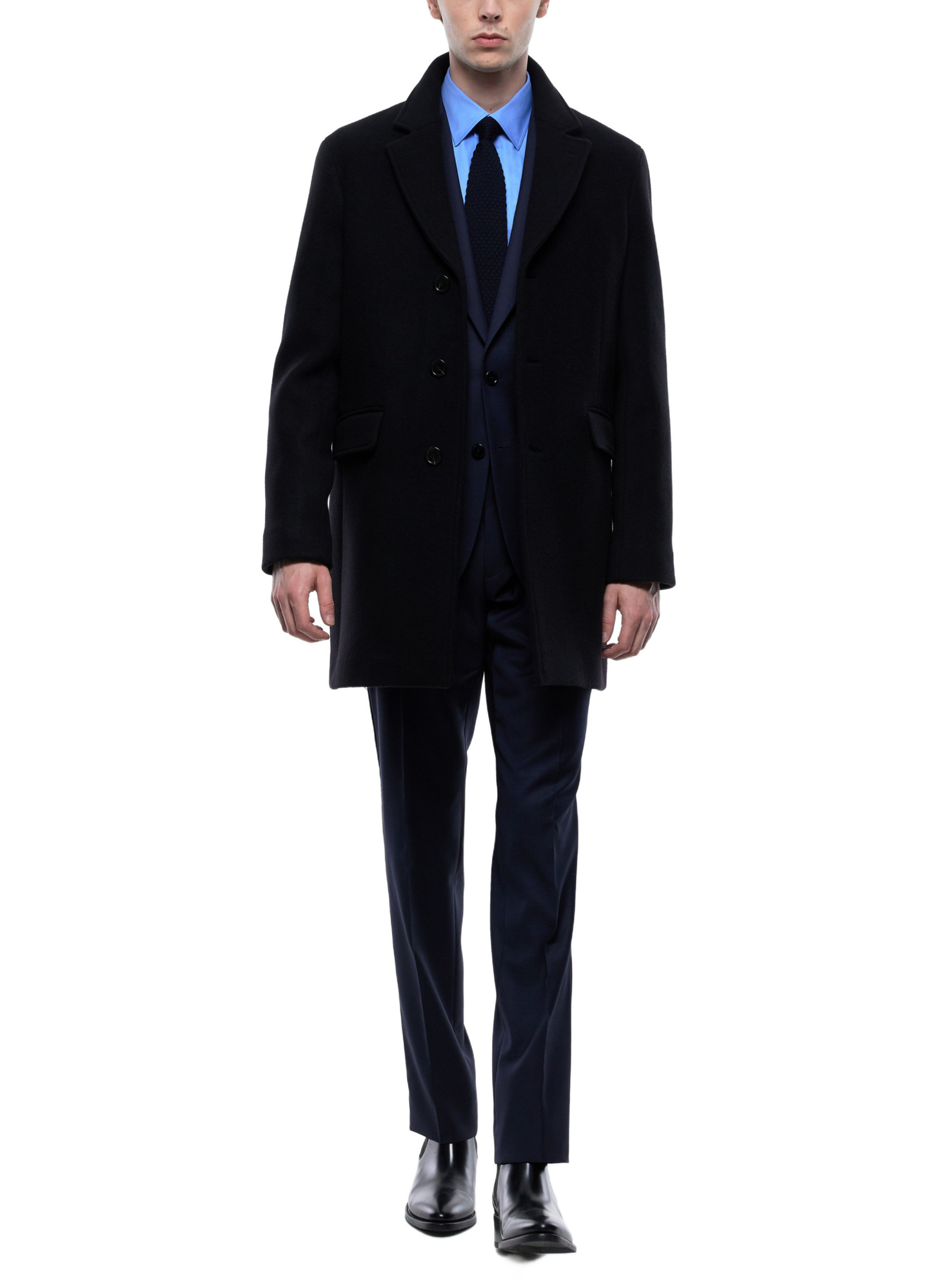 Men's coat carbon blue wool and cashmere broadcloth Fursac - M3EKOM-RM31-31