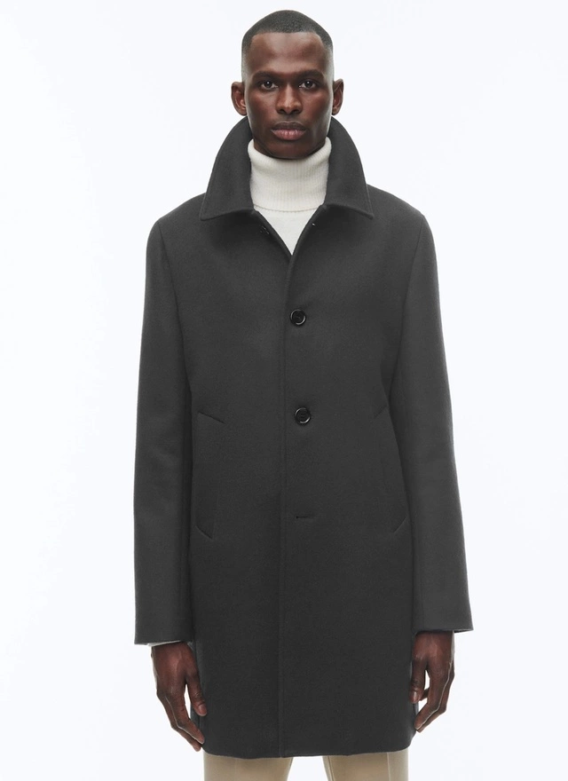 Men's coat charcoal grey woolen cloth and cashmere Fursac - M3CUSH-GM31-B021
