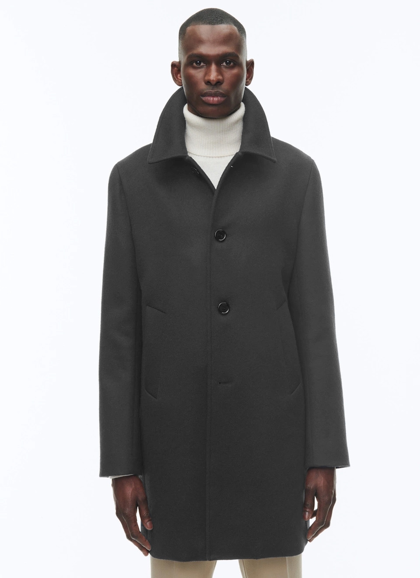 Men's coat charcoal grey woolen cloth and cashmere Fursac - M3CUSH-GM31-B021