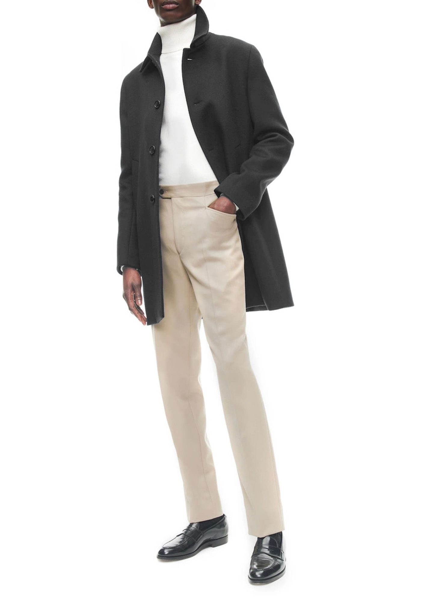 Men's coat charcoal grey woolen cloth and cashmere Fursac - M3CUSH-GM31-B021