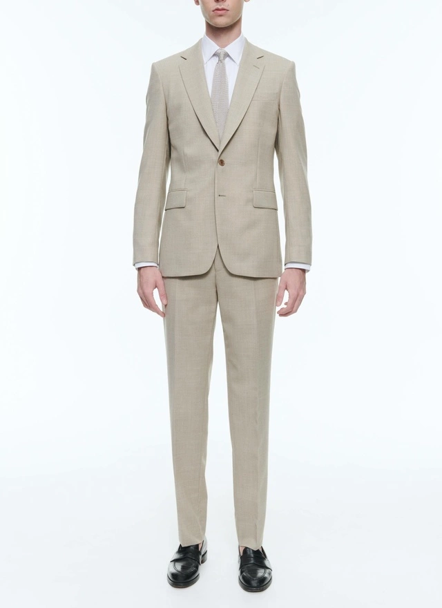 Costume homme beige toile de laine vierge Fursac - C3BAXI-BC31-56