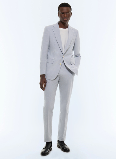 Costume homme blanc seersucker de coton biologique Fursac - C3JADA-LX15-D039