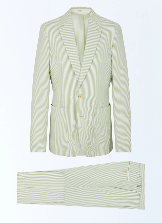 Costume vert homme seersucker de coton Fursac - C3FLEN-FX01-H004