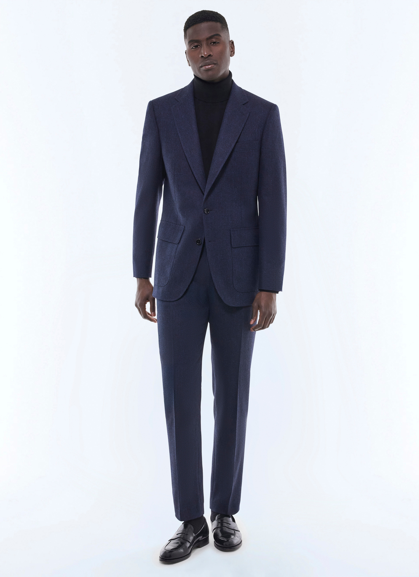 Costume homme bleu marine laine vierge, coton et lin Fursac - C3GITO-CX40-D030