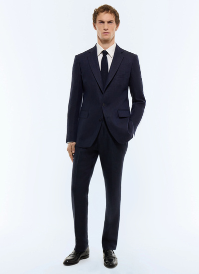 Costume homme bleu marine lin certifié Fursac - C3JADA-JX02-D030