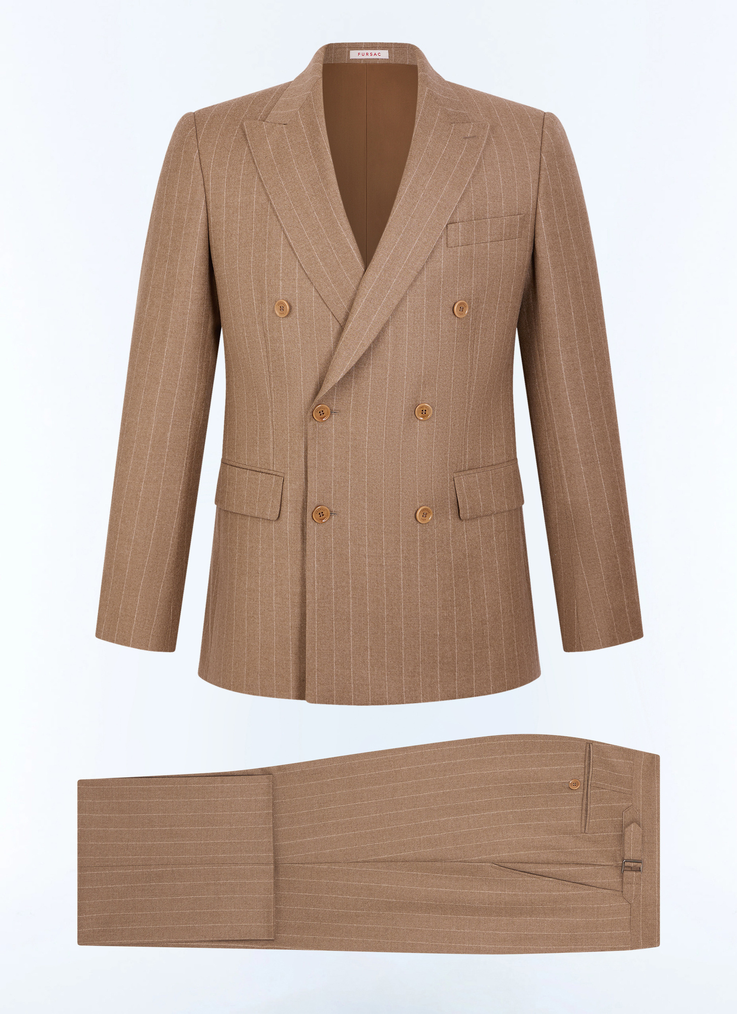 Costume camel homme tissu principal: 100% laine viergedessous col: 80% polyester, 20% viscose doublure corps: 100% viscose doublure manches: 57% viscose, 41% acétate, 2% cupro Fursac - C3FOCA-LC13-A011