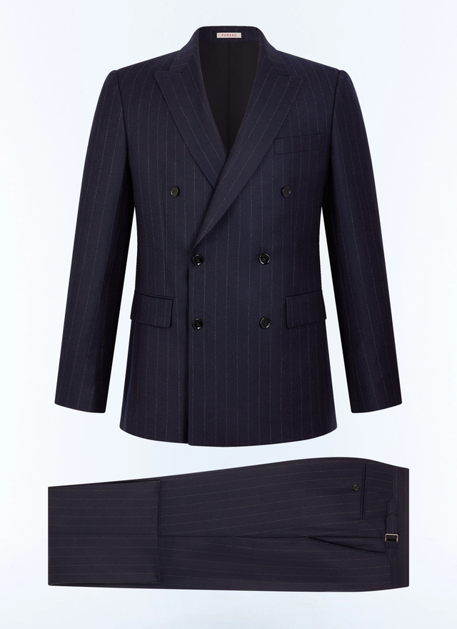 Costume homme Fursac - Costume croisé en laine rayée marine C3FOCA-LC13-D030